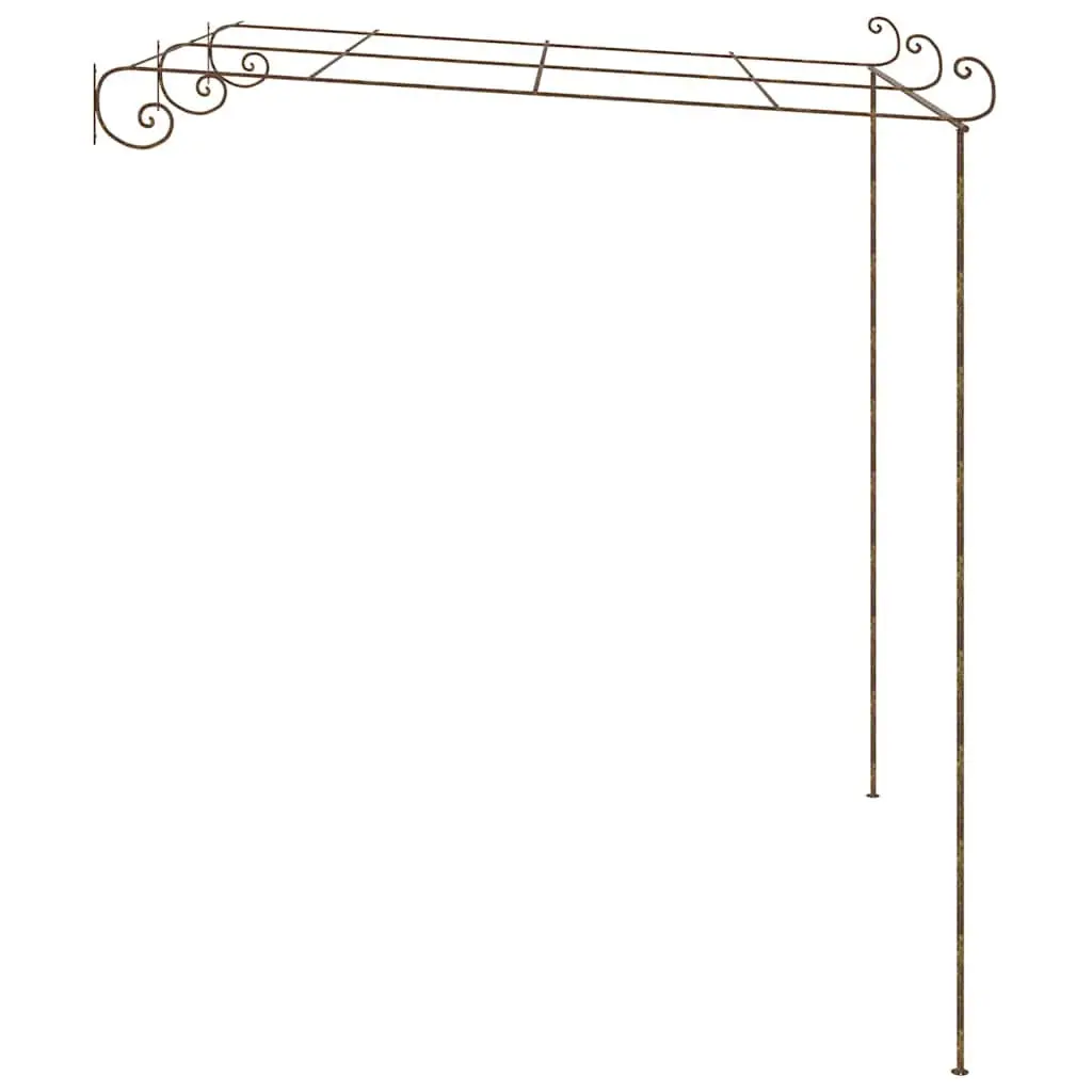 Garden Pergola Wrought Iron Frame Lean-to Brown 3x3x2.5m