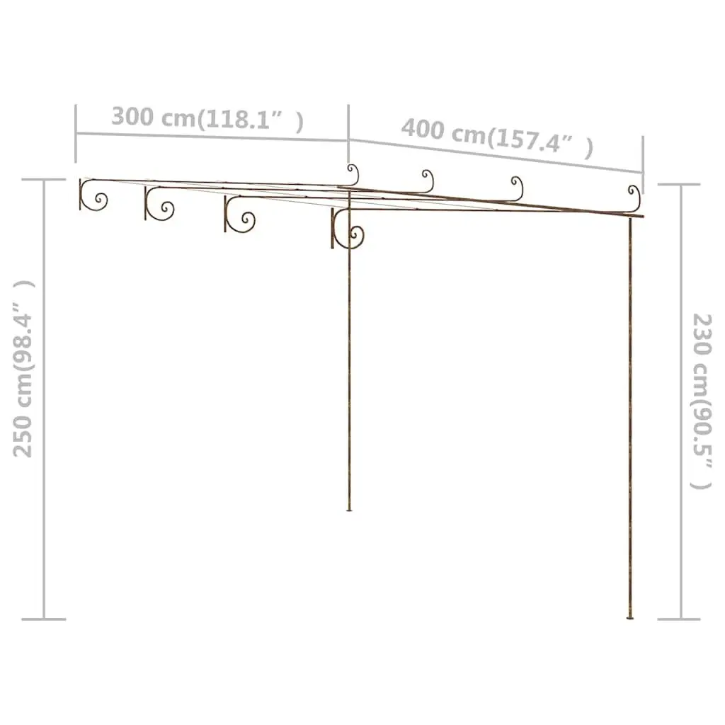 Garden Pergola Wrought Iron Lean-to Structure 4 x 3 x 2.5 m