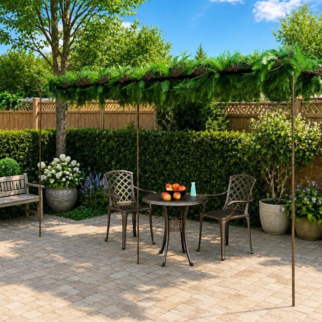 Garden Pergola Wrought Iron Frame Lean-to 6 x 3 x 2.5 m
