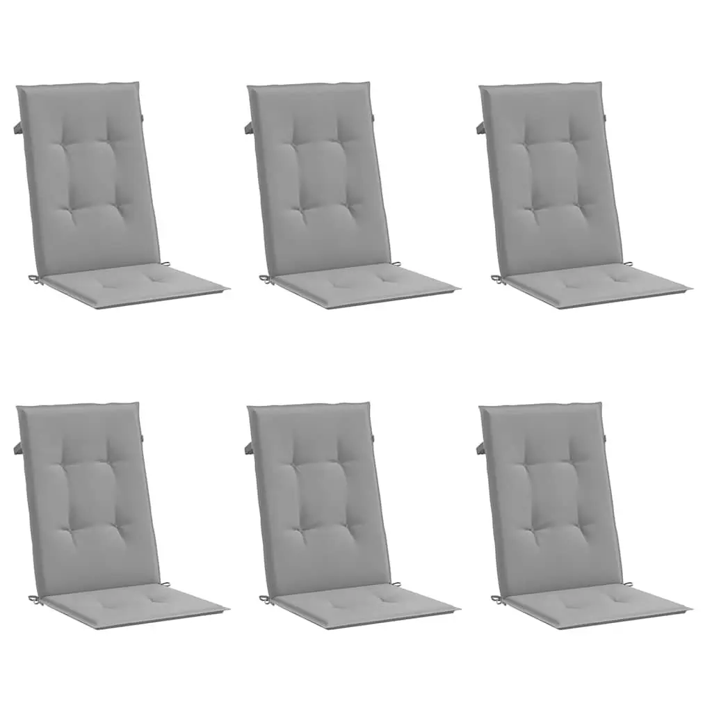 Garden Highback Chair Cushions 6 pcs Grey 120x50x3 cm Outdoor Patio Seat Pad