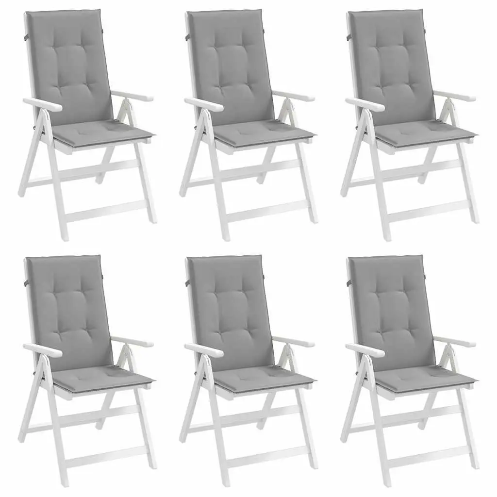 Garden Highback Chair Cushions 6 pcs Grey 120x50x3 cm Outdoor Patio Seat Pad
