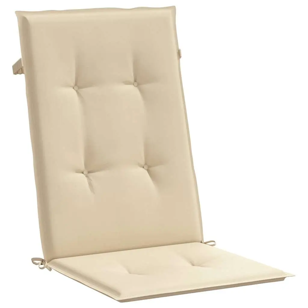 Highback Chair Cushions Durable Polyester Beige 120 x 50 x 3 cm 6 Piece Outdoor Patio Seat Pad Set