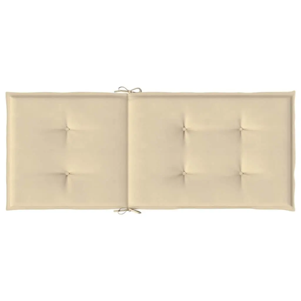 Highback Chair Cushions Durable Polyester Beige 120 x 50 x 3 cm 6 Piece Outdoor Patio Seat Pad Set