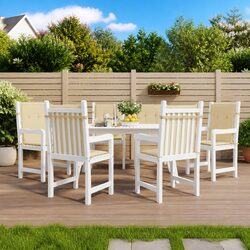 Garden Lowback Chair Cushions 6 pcs Beige Outdoor Patio Furniture Seat Pads