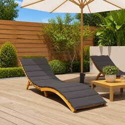 Sun Lounger Cushion Anthracite 200x70x3cm Oxford Fabric Outdoor Garden Pad