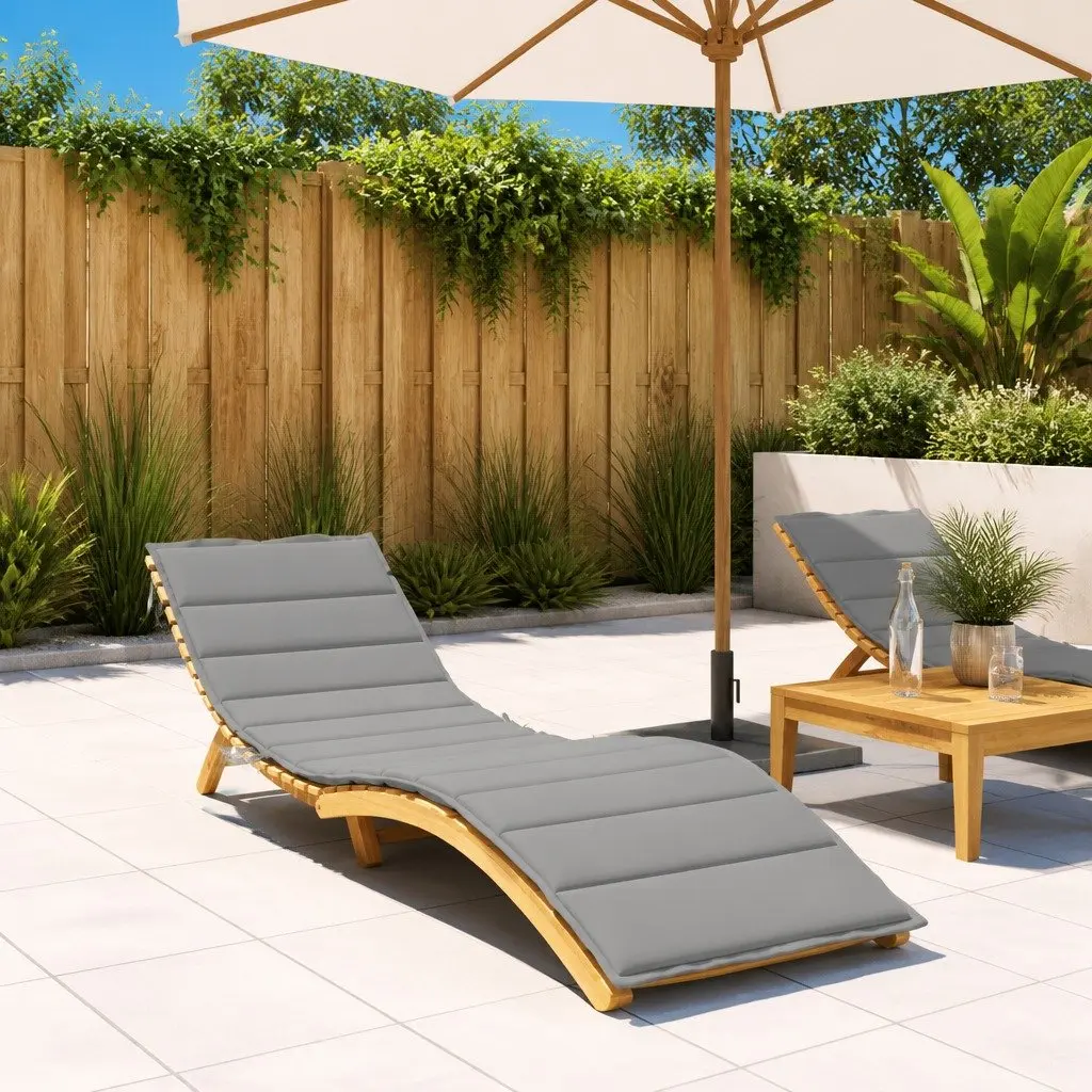 Sun Lounger Cushion Grey Water Resistant Oxford Fabric 200 x 70 x 3 cm
