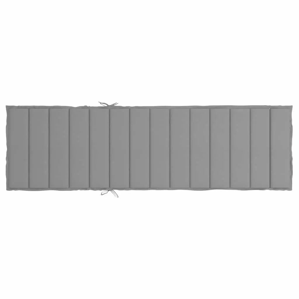 Sun Lounger Cushion Grey Water Resistant Oxford Fabric 200 x 70 x 3 cm