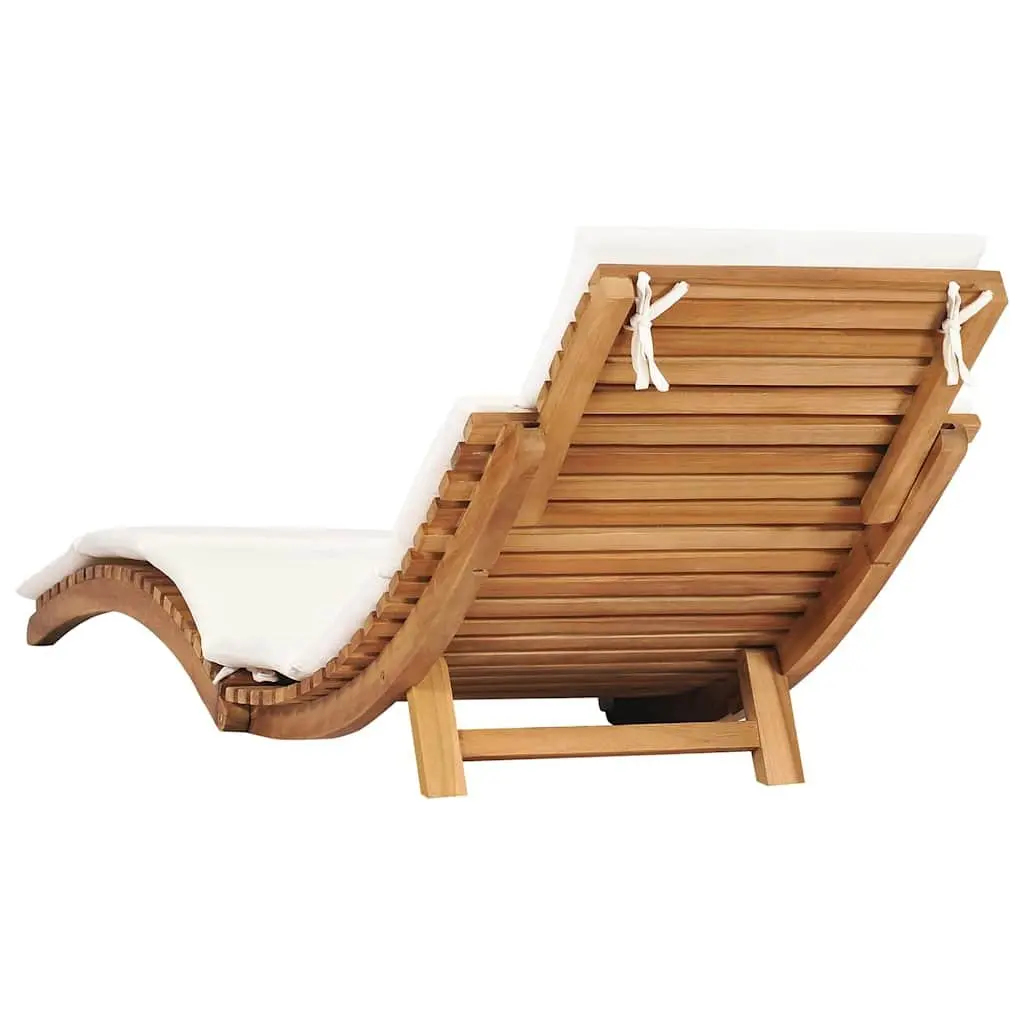 Sun Loungers 2 pcs with Cushions Solid Teak Wood Outdoor Garden Patio Folding