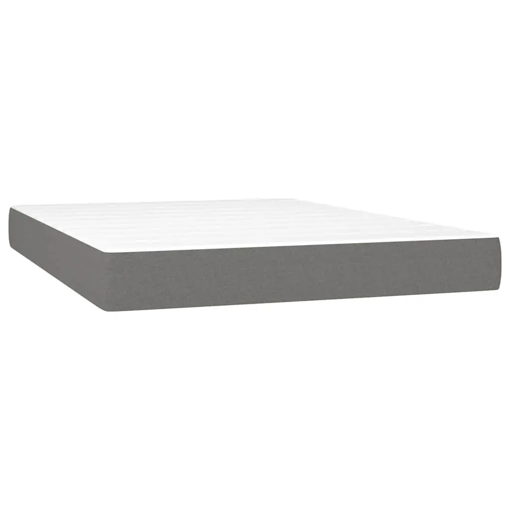 Box Spring Bed with Mattress Grey Fabric Queen Size 152x203 cm