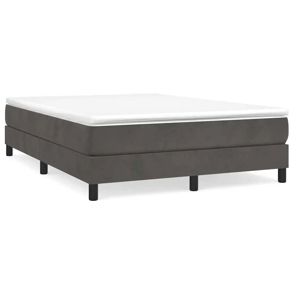 Queen Size Box Spring Bed with Grey Velvet Finish