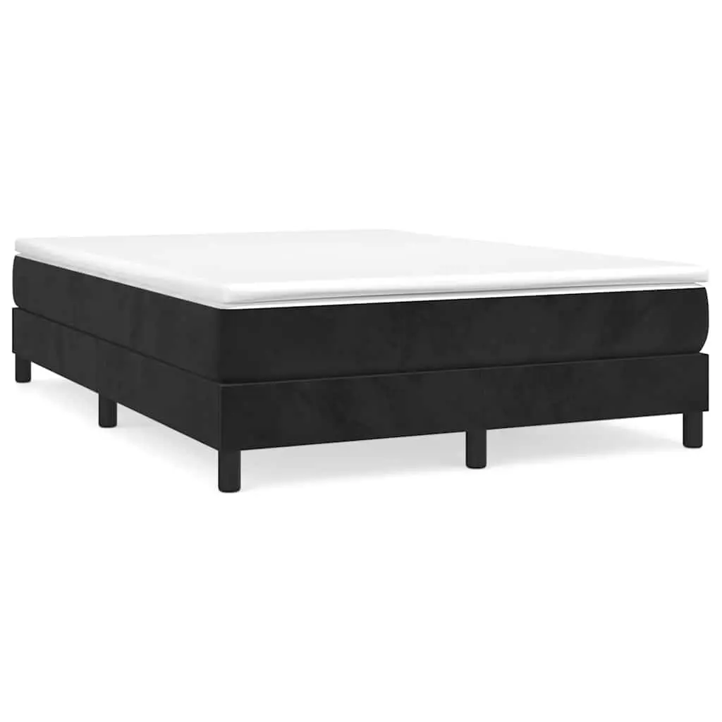 Queen Size Box Spring Bed with Pocket Spring Mattress Black Velvet 153x203cm