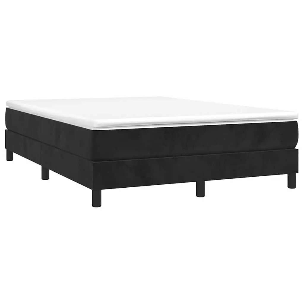 Queen Size Box Spring Bed with Pocket Spring Mattress Black Velvet 153x203cm