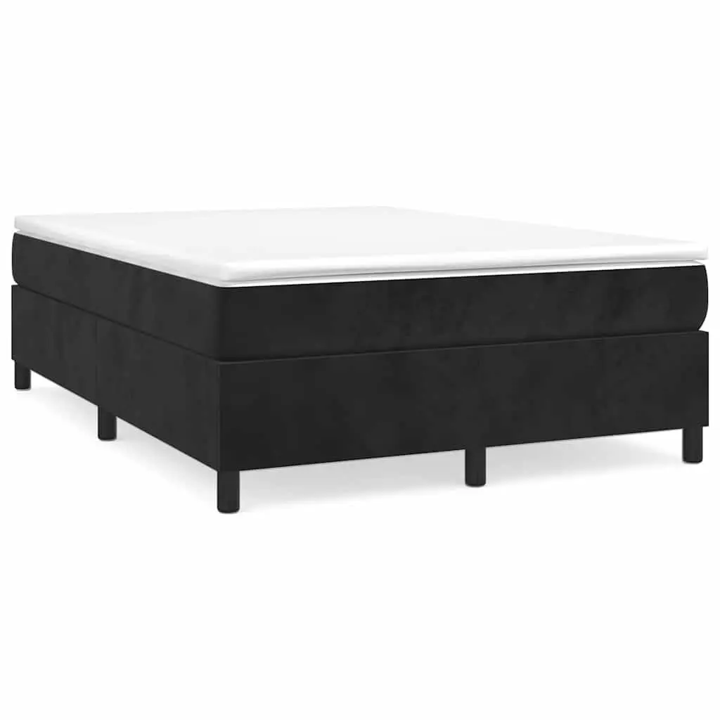 Box Spring Bed with Velvet Upholstery