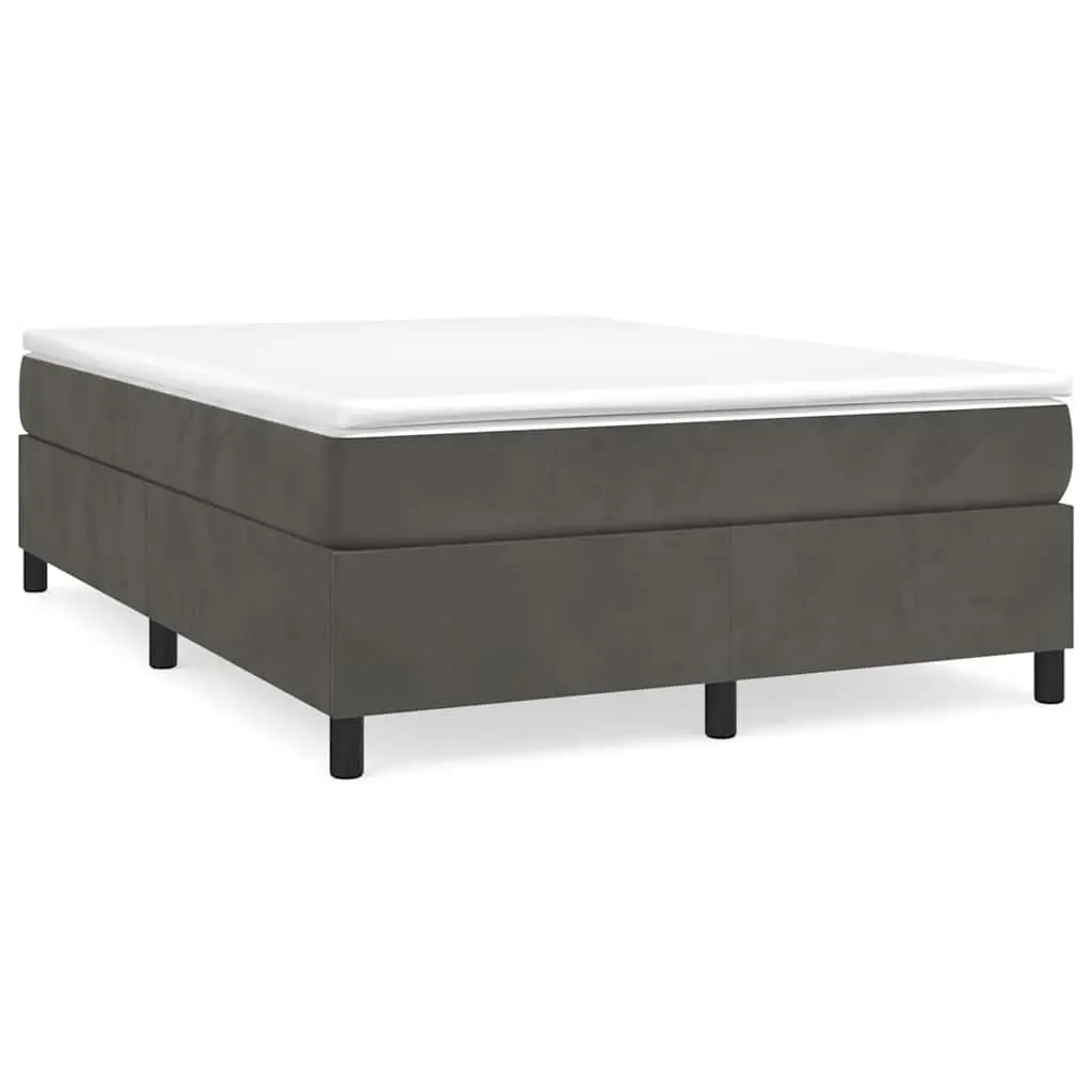 Box Spring Bed with Pocket Spring Mattress Grey Velvet Queen Size 153x203cm