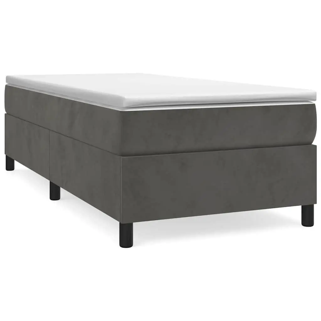 Box Spring Bed with Pocket Mattress Grey Velvet King Single