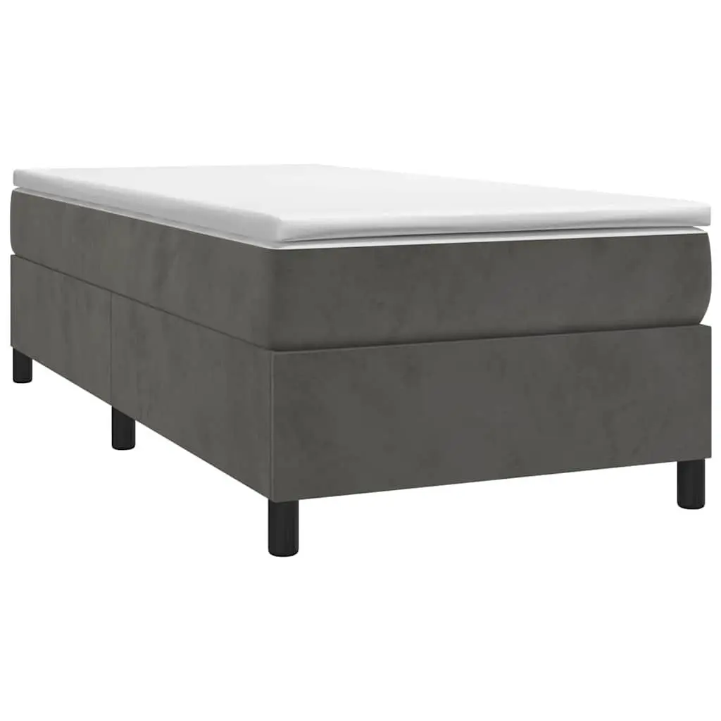 Box Spring Bed with Pocket Mattress Grey Velvet King Single