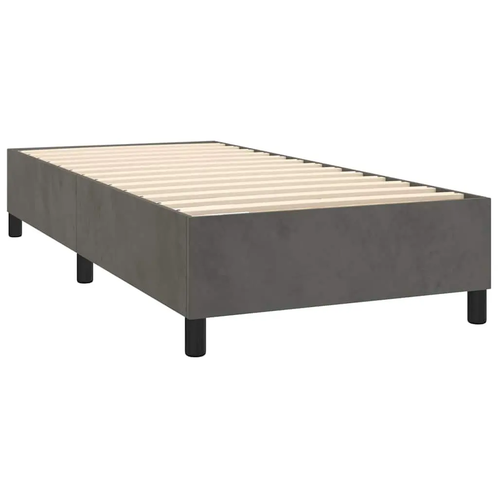 Box Spring Bed with Pocket Mattress Grey Velvet King Single