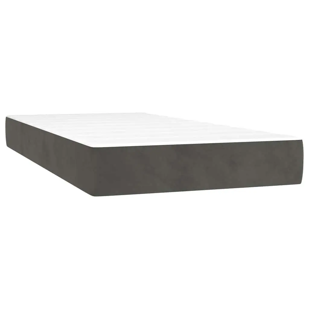 Box Spring Bed with Pocket Mattress Grey Velvet King Single
