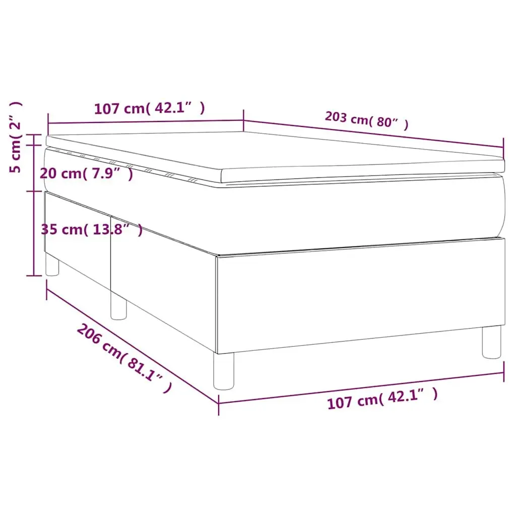 Box Spring Bed with Pocket Mattress Grey Velvet King Single