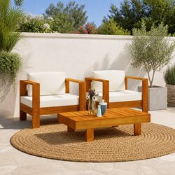 3 Piece Garden Lounge Set Solid Wood Outdoor Furniture Patio Seating with