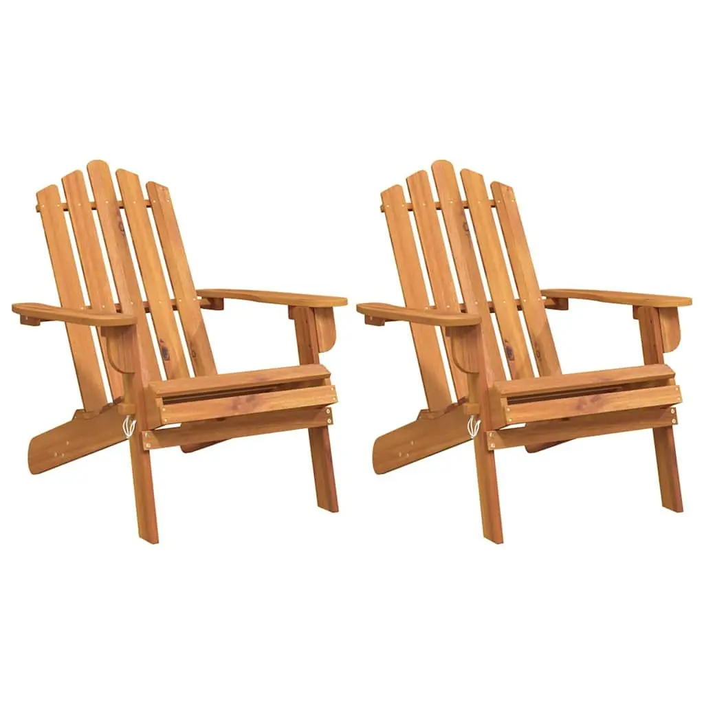 Outdoor Adirondack Chairs 2 pcs Solid Wood Garden Patio Seating Foldable Brown