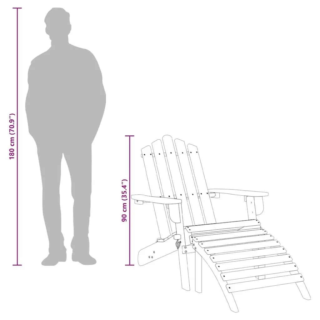 Outdoor Adirondack Chairs with Footrests 2 Pieces Solid Wood Garden Patio