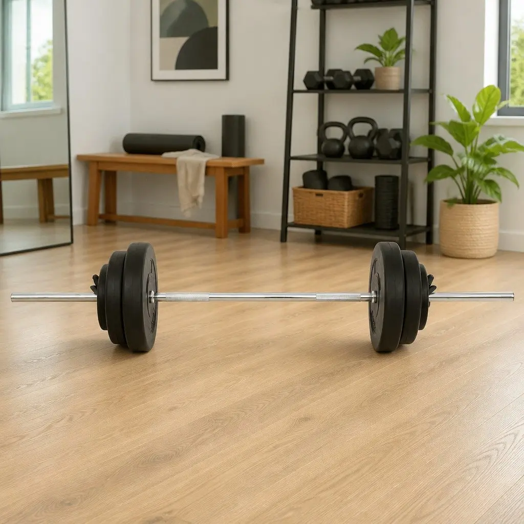 Barbell with Plates Set Chrome Plated Steel 60kg