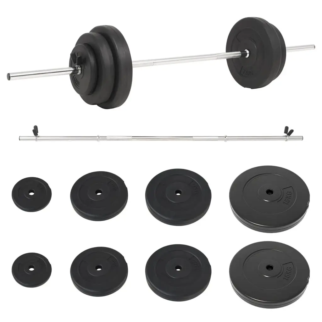 Barbell with Plates Set Chrome Plated Steel 60kg