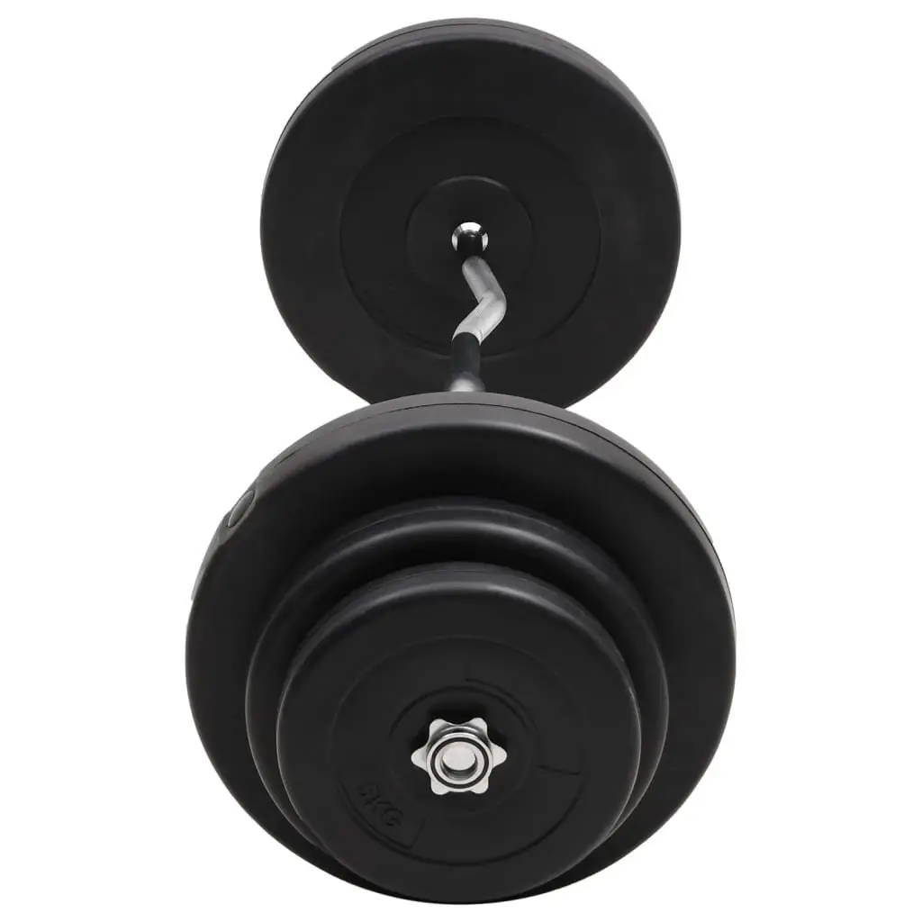 Curl Barbell Set 60kg Black Free Weight Training for Home Gym Exercise