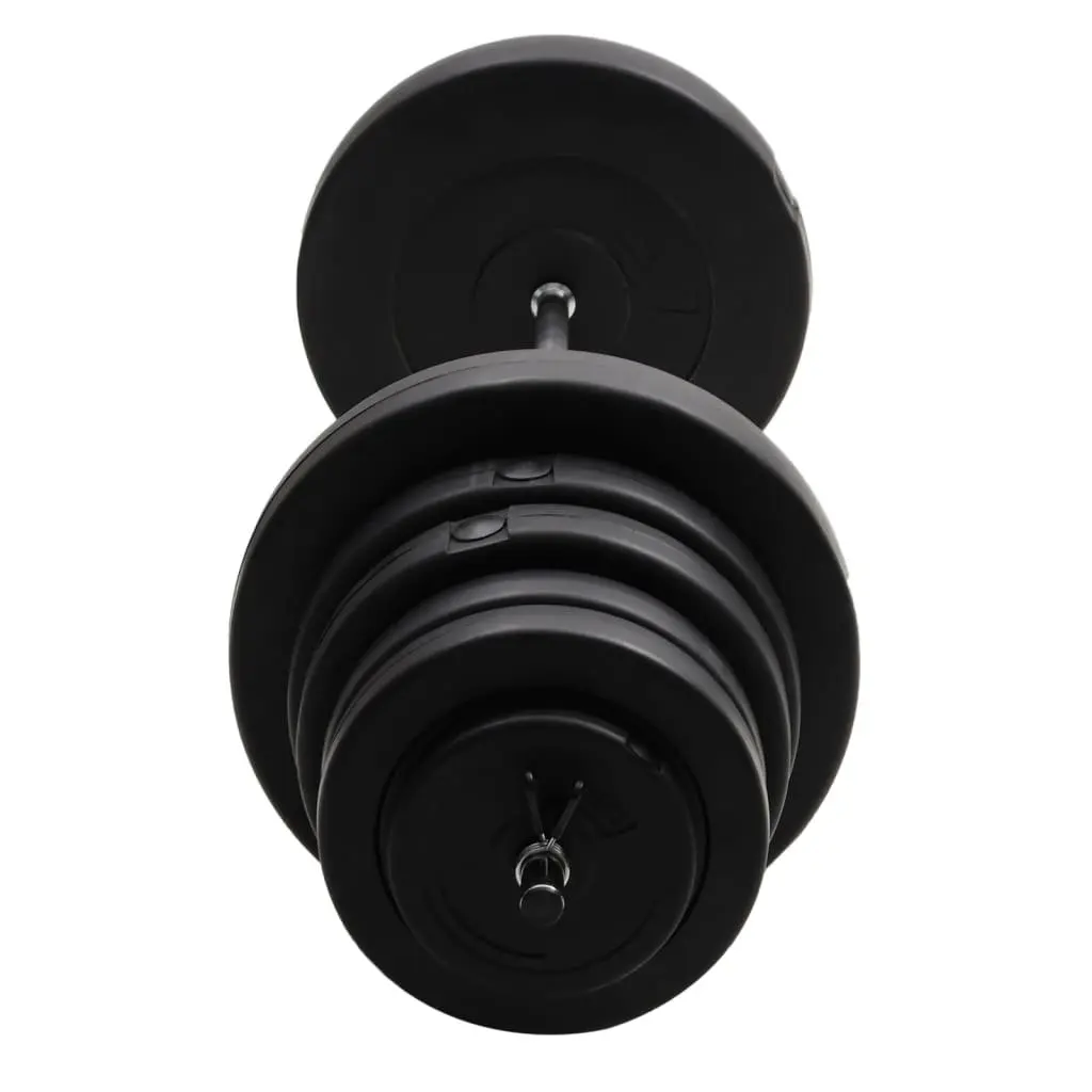 90kgBlackBarbellwithPlatesHomeGymWeightliftingSetChromePlatedSteelTrainingWeights