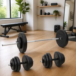 Friendly 60kg Barbell and Dumbbell Weight Plates Set