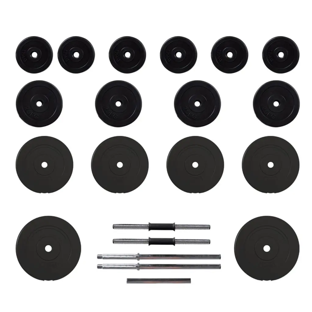 Barbell and Dumbbell Weight Plates Set 60kg Home Gym Training Free Weights Black