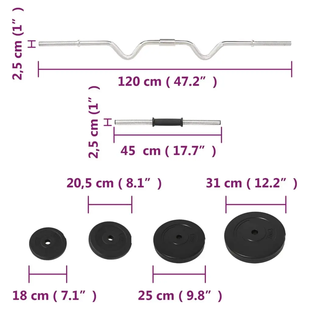 Barbell and Dumbbell Weight Set 60kg Home Gym Training Free Weights Plates
