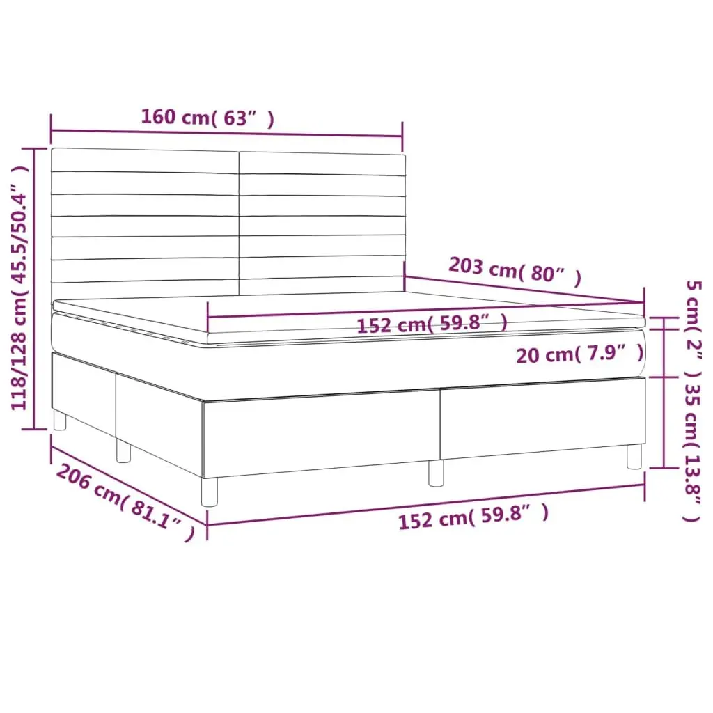 Queen Size Box Spring Bed with Pocket Spring Mattress Adjustable Headboard Dark Grey Fabric