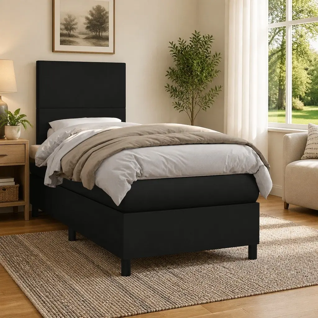 King Single Box Spring Bed in Black