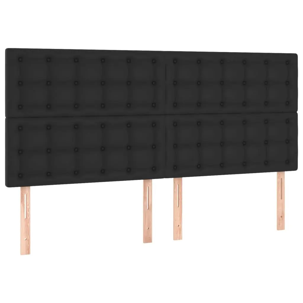 Queen Size Box Spring Bed with Pocket Spring Mattress Black Faux Leather