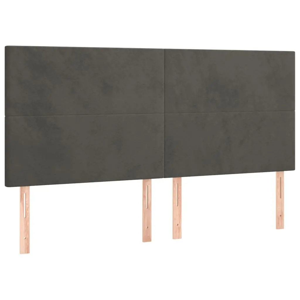 Box Spring Bed with Velvet Headboard and Mattress