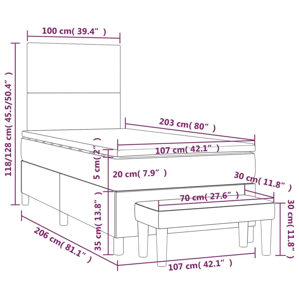 King Single Box Spring Bed with Velvet Touch