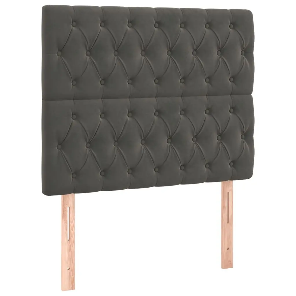 Box Spring Bed King Single with Pocket Spring Mattress Grey Velvet 106x203 cm