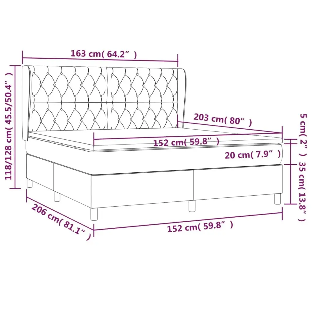 Queen Size Box Spring Bed with Adjustable Headboard and Pocket Spring Mattress Grey Fabric