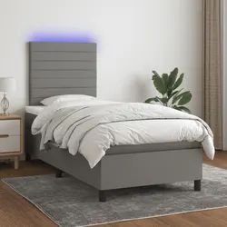 Your New Favorite Box Spring Bed with LED Headboard 106x203cm Grey