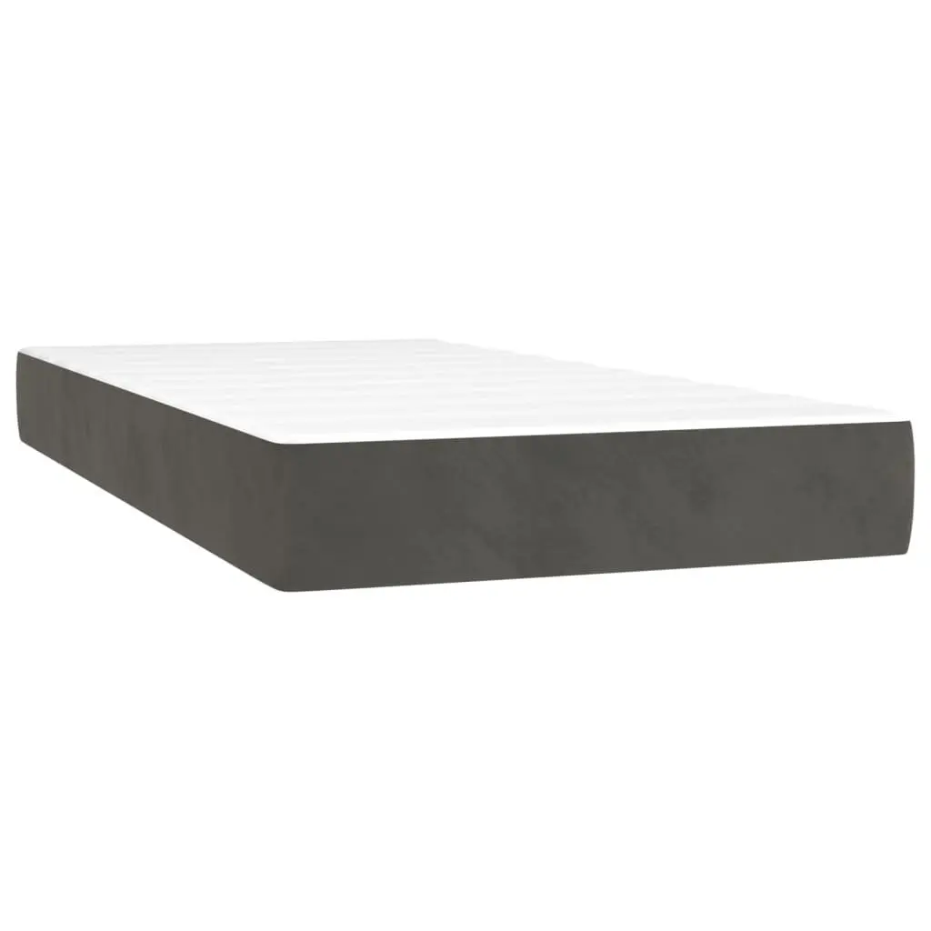 Box Spring Bed with LED Lights Velvet Headboard King Single 106x203 cm