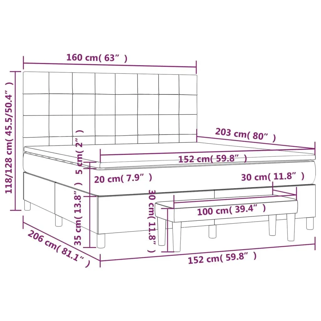 Queen Size Box Spring Bed with Bench