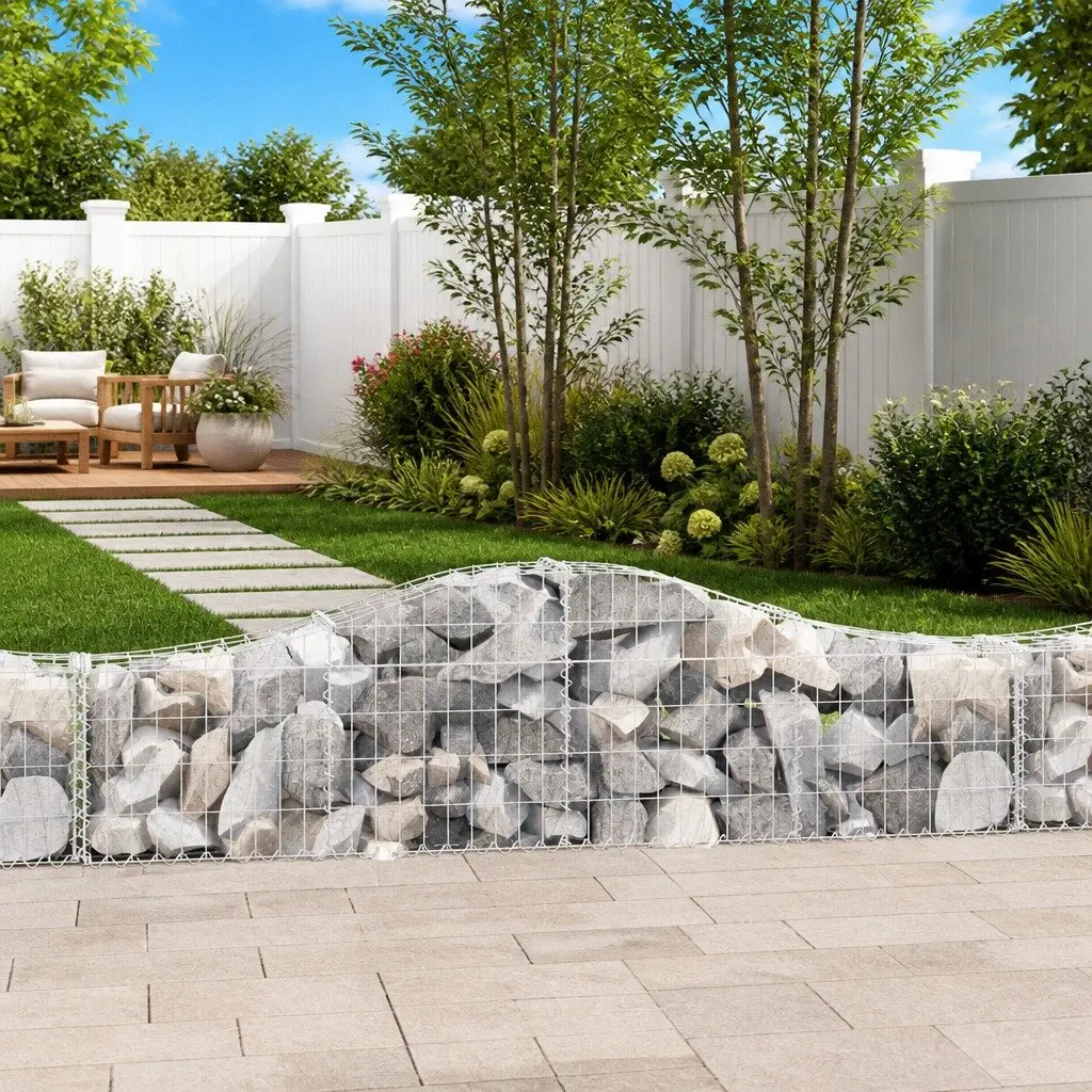 Arched Gabion Baskets Decorative Garden Barrier 200 x 30 x 40/60 cm 3 pcs