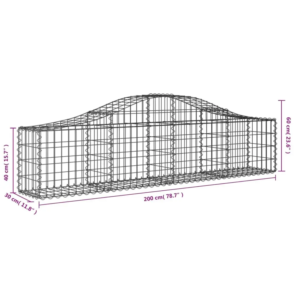 Arched Gabion Baskets Decorative Garden Barrier 200 x 30 x 40/60 cm 3 pcs