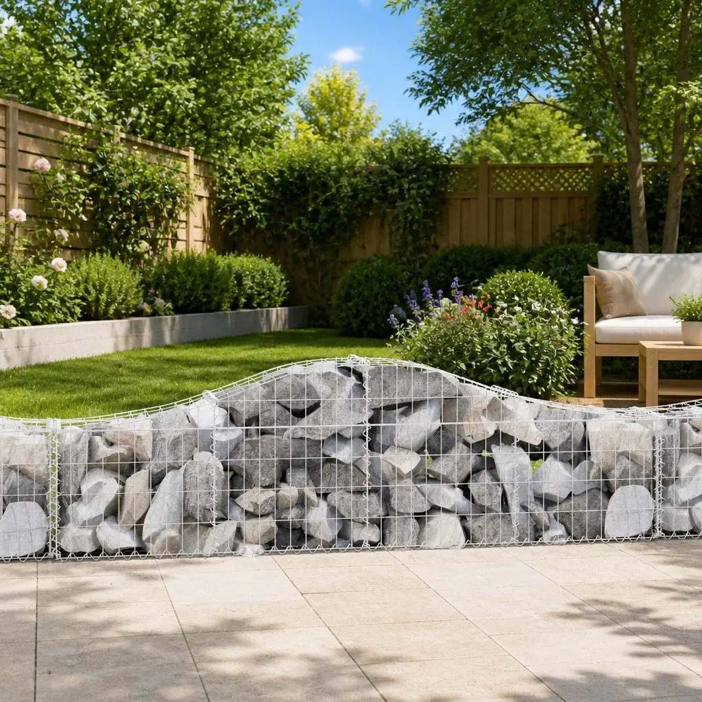 Arched Gabion Baskets Decorative Garden Barrier 200 x 30 x 40/60 cm 4 pcs