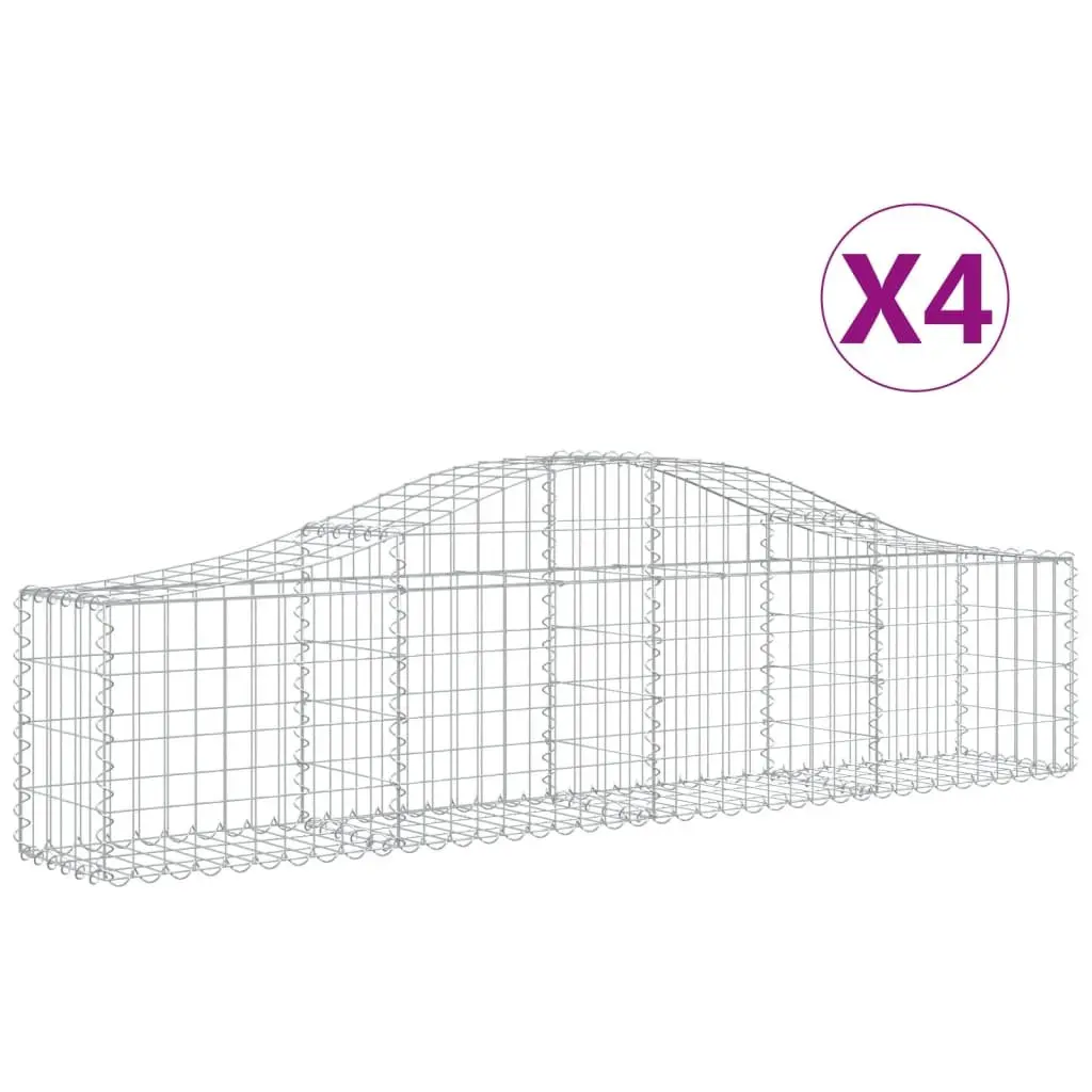 Arched Gabion Baskets Decorative Garden Barrier 200 x 30 x 40/60 cm 4 pcs