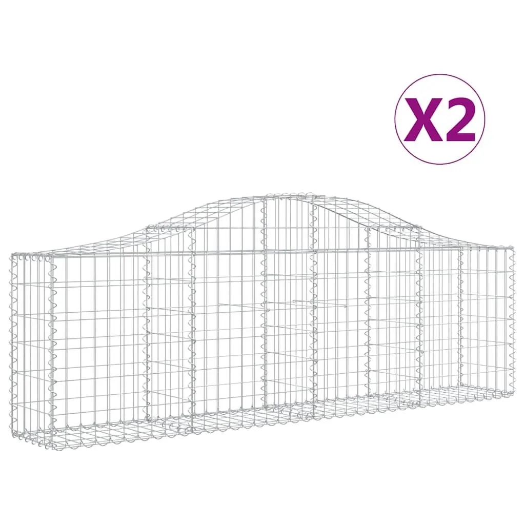 Arched Gabion Baskets Decorative Garden Barriers 200 x 30 x 60/80 cm 2 pcs