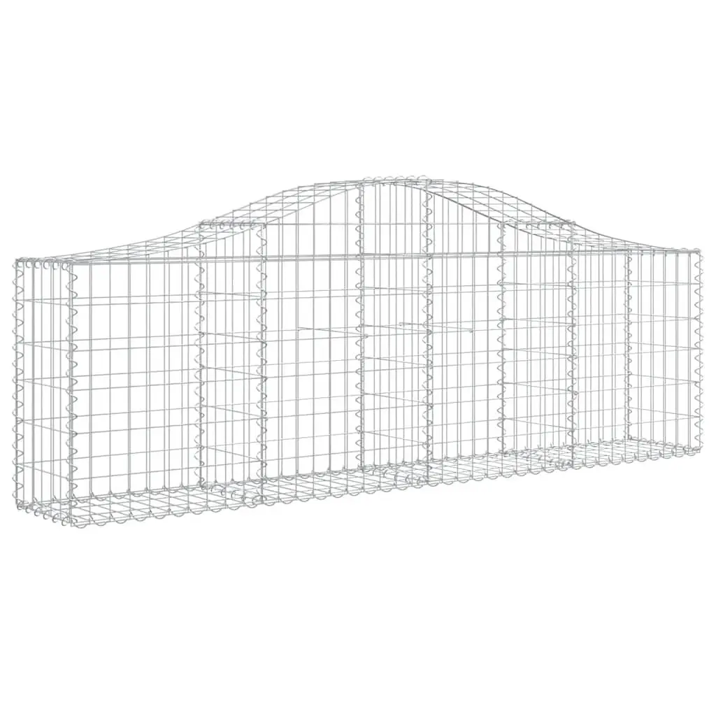 Arched Gabion Baskets Decorative Barriers Set 3 pcs 200 x 30 x 60/80 cm Galvanised Iron Construction
