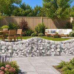 Arched Gabion Baskets 4pcs Galvanised Iron Garden Retaining Wall Decorative